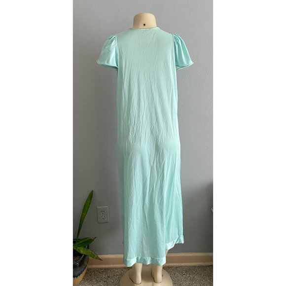 Vintage Camisole Nightie Light Blue  with Embroidered Neckline details size M L - Picture 8 of 10